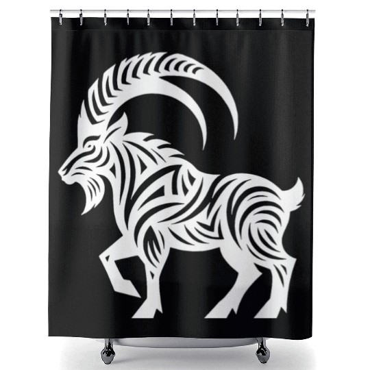 Capricorn Tattoo Style Shower Curtains