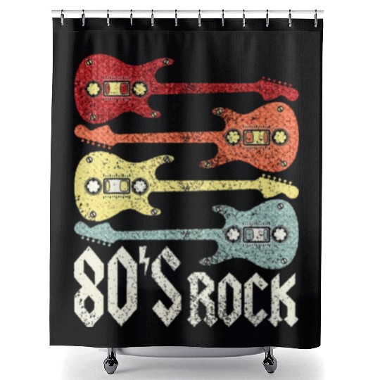 80s Rock Band Guitar Cassette Tape 1980s Shower Curtains