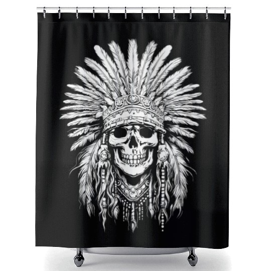 Indigenous Native American Skull Head Shower Curtains