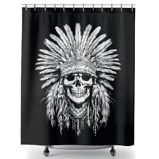 Indigenous Native American Skull Head Shower Curtains