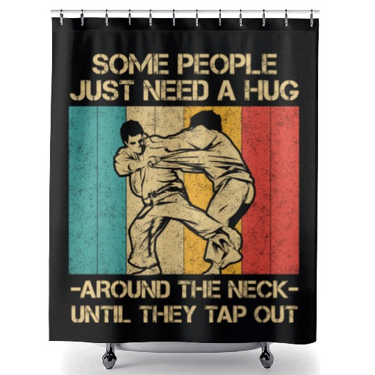 Some People Just Need A Hug Vintage BJJ Brazilian Shower Curtains