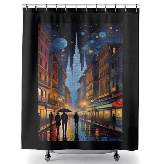 street in the night Shower Curtains
