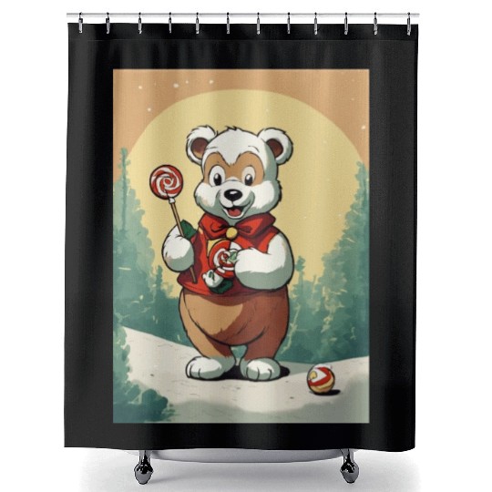 Cartoon cute teddy bear Shower Curtains