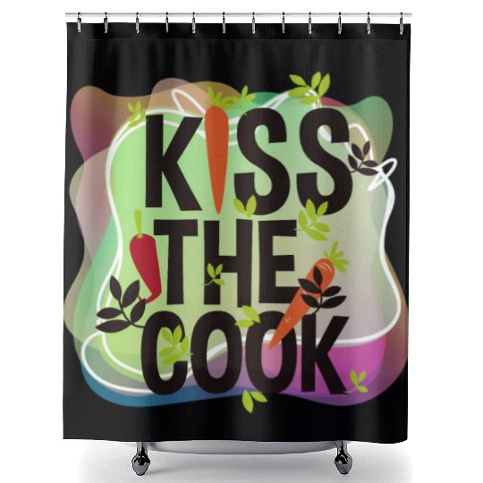 Vector Cartoon Kiss The Cook Carrot Metaphor Art Shower Curtains