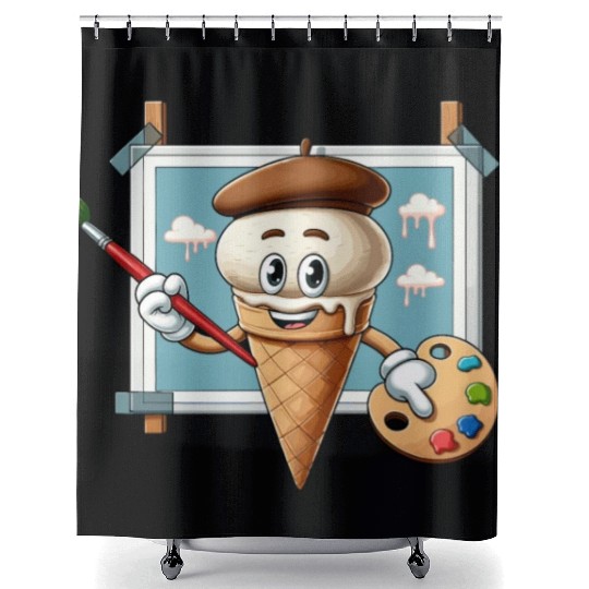 Creative Ice Cream Character Masterpiece Shower Curtains