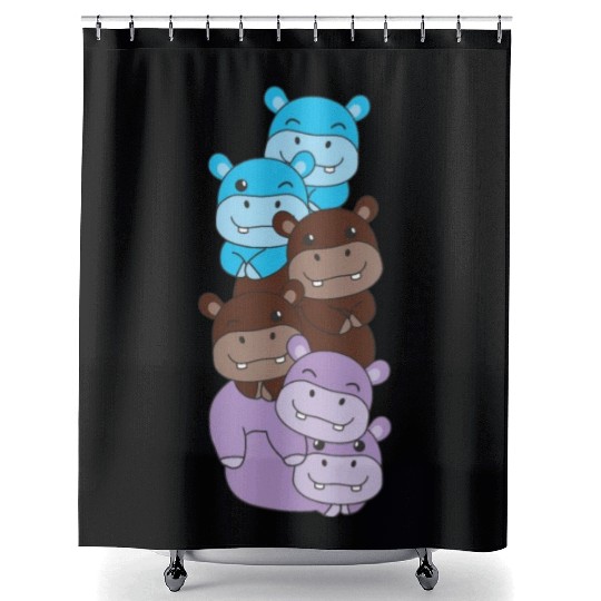 Androsexual Flag Pride Lgbtq Cute Hippo Shower Curtains