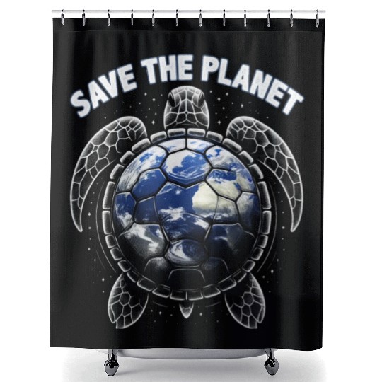 Save The Planet Turtle Environment Ocean Earth Day Shower Curtains