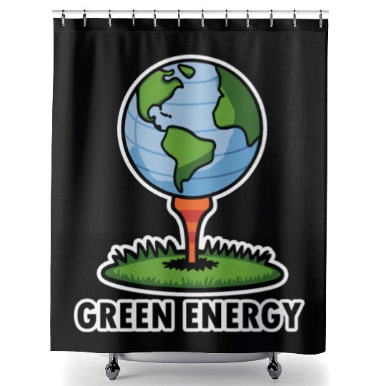Golf and Earth Day is Green Energy in April Shower Curtains