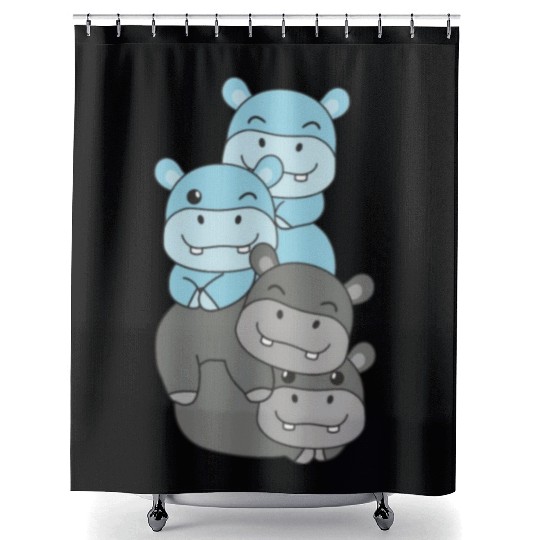 Car Flag Pride Lgbtq Cute Hippo Shower Curtains
