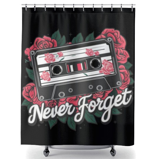 A cassette tape colored with roses Shower Curtains