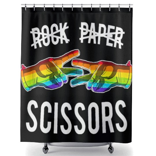 Paper Scissors Lesbian Pride Rainbow LGBT Shower Curtains