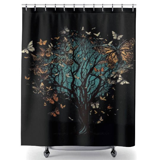 Colorful butterflies in beautiful colors and lumin Shower Curtains