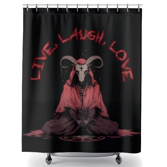 Live, Laugh, Love Baphomet Shower Curtains