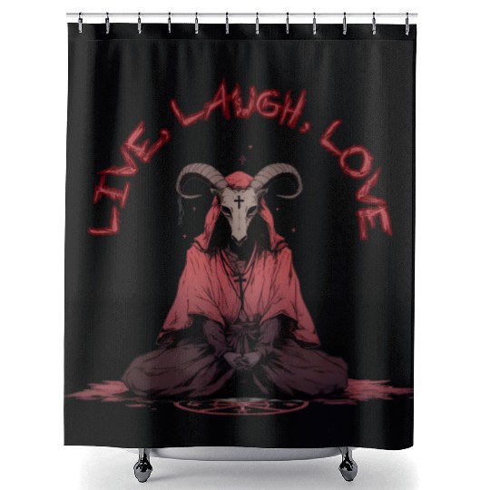 Live, Laugh, Love Baphomet Shower Curtains