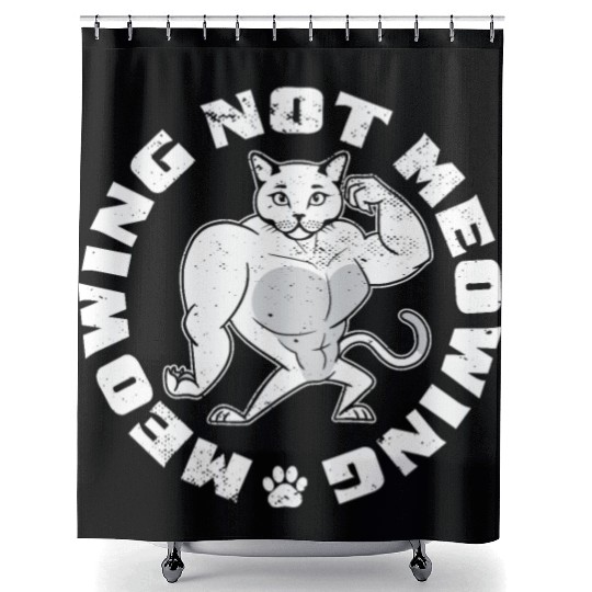 Mewing Not Meowing Funny Cat Meme Jawline Shower Curtains