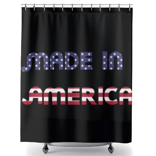 Made in America American Flag Font Funny Patriotic Shower Curtains