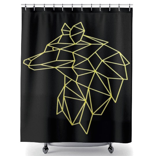 Wolf face tattoo geometric modern Colorful Shower Curtains