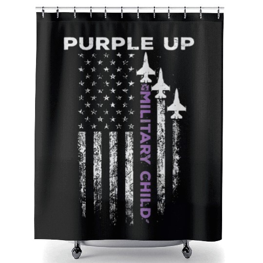 Purple Up For Military Kids Force US Flag Shower Curtains