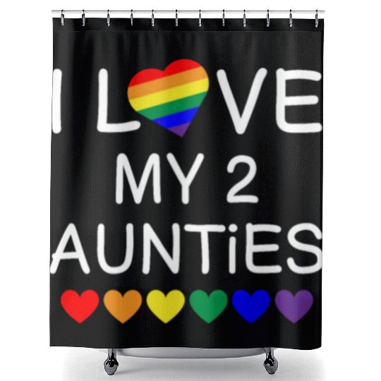 I Love My 2 Aunties Pride Baby Gay Aunt Toddler Shower Curtains
