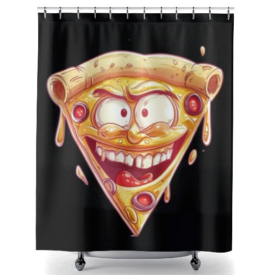 Cheesy Grinning Slice Captures Joy Shower Curtains
