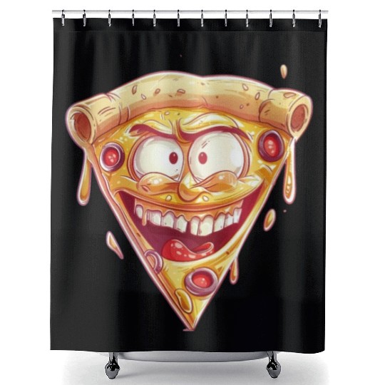 Cheesy Grinning Slice Captures Joy Shower Curtains