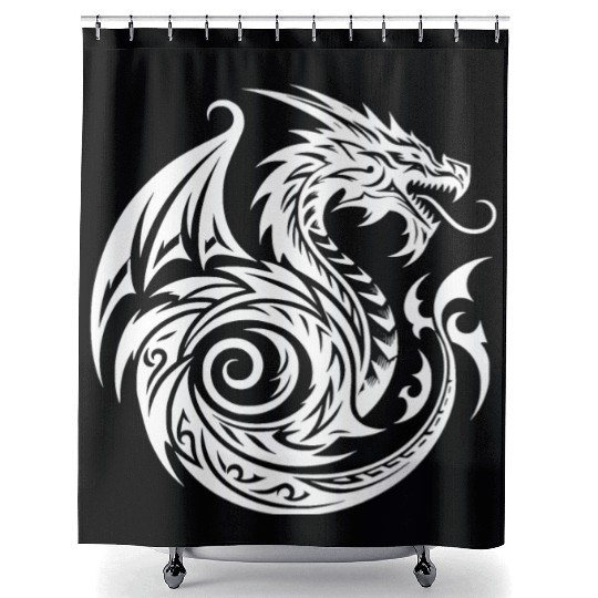 Wild T Tattoo Dragon With Wings Shower Curtains