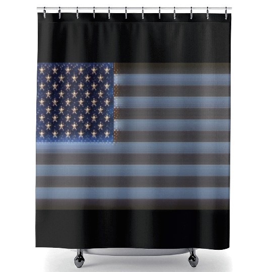 USA Flag with Space Stars & Stripes design Shower Curtains