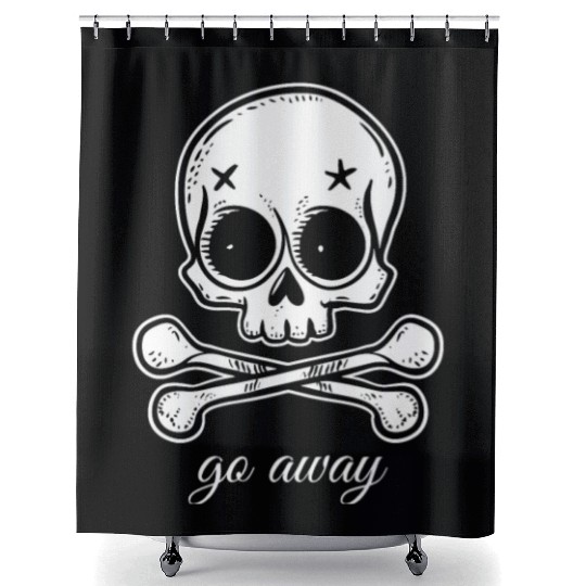 Go Away | Skull and Crossbones Shower Curtains