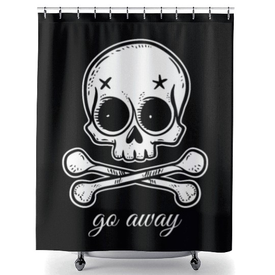 Go Away | Skull and Crossbones Shower Curtains