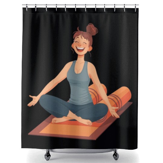 Joyful Yoga Moment Meditation Pose Shower Curtains