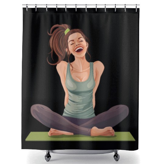 Joyful Yoga Moment Meditation Pose Shower Curtains