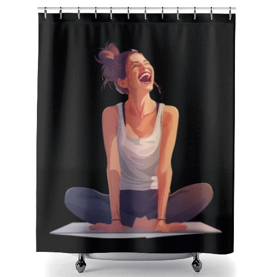 Joyful Yoga Moment Meditation Pose Shower Curtains