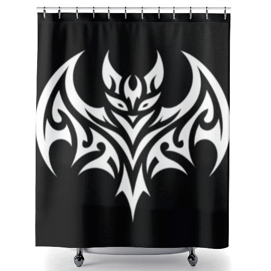 Cute Tribal Style Bat Tattoo Shower Curtains