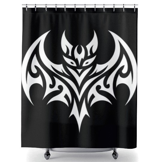 Cute Tribal Style Bat Tattoo Shower Curtains