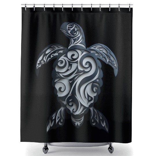 Tribal Sea Turtle Shower Curtains