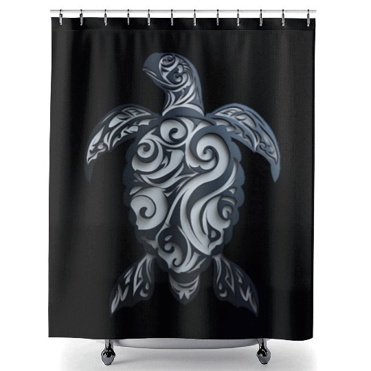 Tribal Sea Turtle Shower Curtains