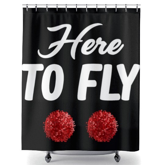 Here To Fly Funny Cheer Flyer Football Backspot Shower Curtains