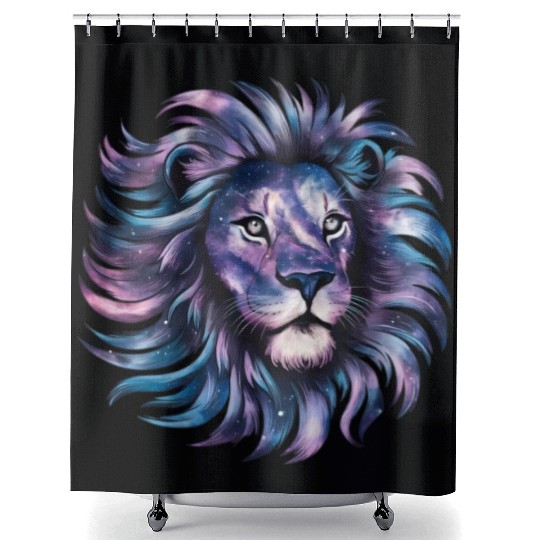 Lion Head Galaxy Style Shower Curtains