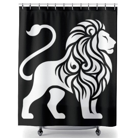 Elegant Tattoo Lion With A Mighty Mane Shower Curtains