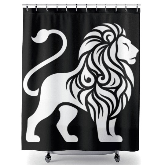 Elegant Tattoo Lion With A Mighty Mane Shower Curtains