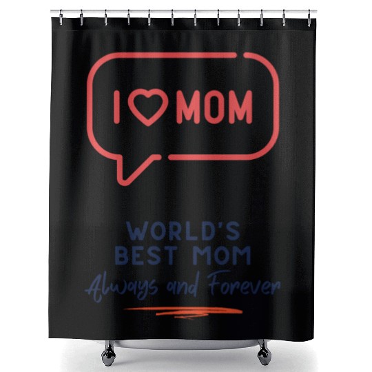 i love mom Shower Curtains