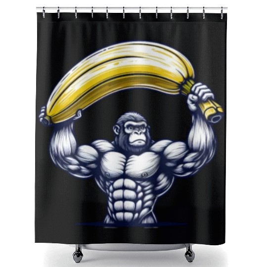 Monkey with Big Banana Shower Curtains