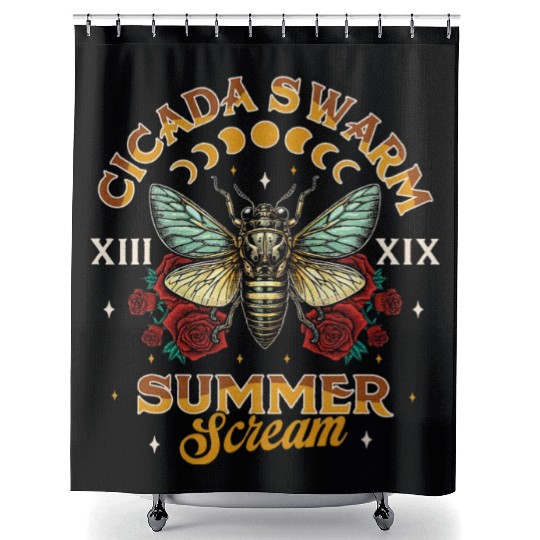 Entomology Cicada Lover 2024 Cicada Swarm Summer Shower Curtains