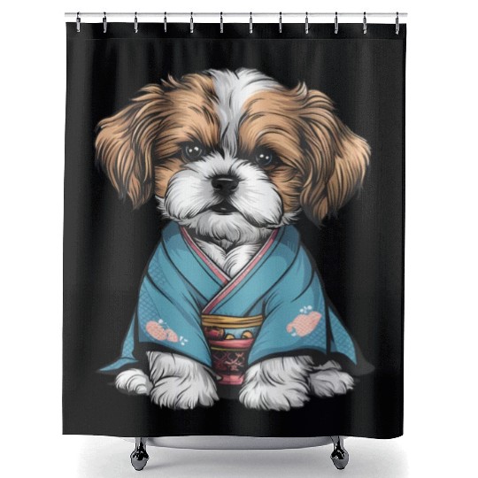 Shih Tzu In Kimono Shower Curtains