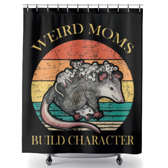 Weird Moms Build Character Opossum Shower Curtains