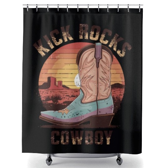 Kick Rocks Cowboy Western Sunset for a Western Shower Curtains
