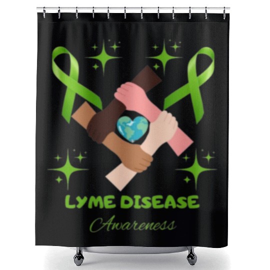 Lime Green Ribbon Lyme Disease Awareness Shower Curtains