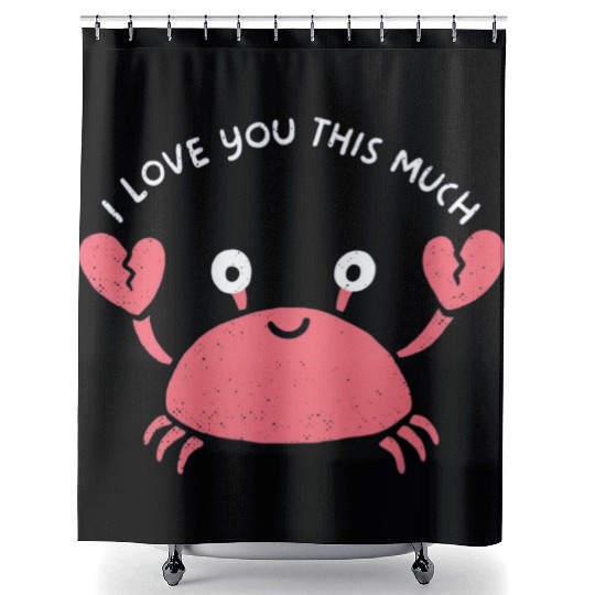 I love you this much, kawaii lobster Shower Curtains
