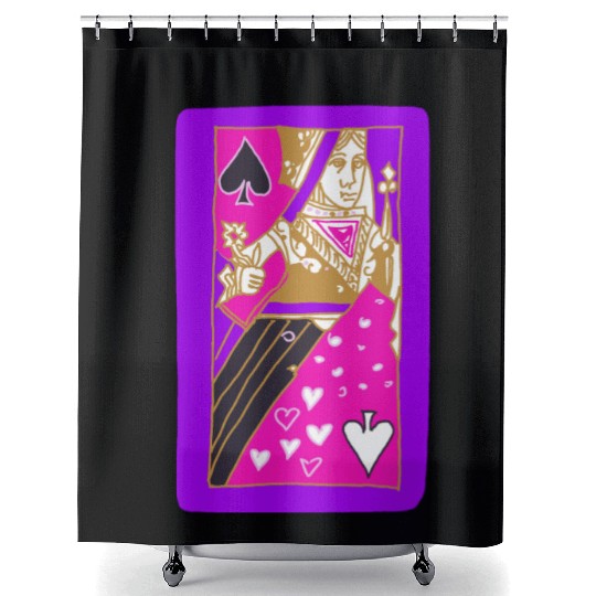 Purple Queen Of Spades Playing Card Shower Curtains