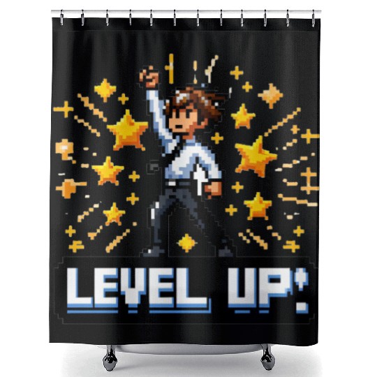 Game On: Triumphant Ascension - Level Up Shower Curtains